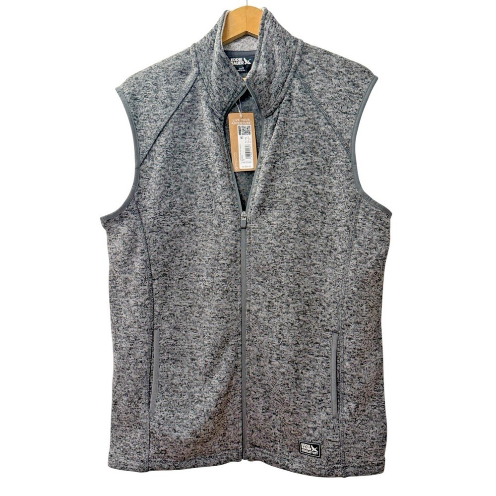 NEW Eddie Bauer Radiator Vest 3.0 Mens Medium Vest Gray Heather Full Zip Fleece
